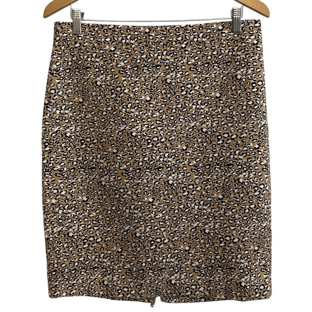 J Crew Leopard‎ Lined Pencil Skirt 100% Cotton Style L2337 #386
